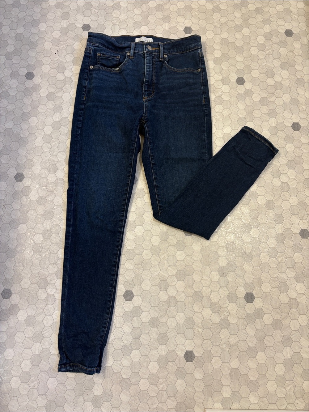 LOFT Dark Blue High-Rise Skinny Jeans - Women